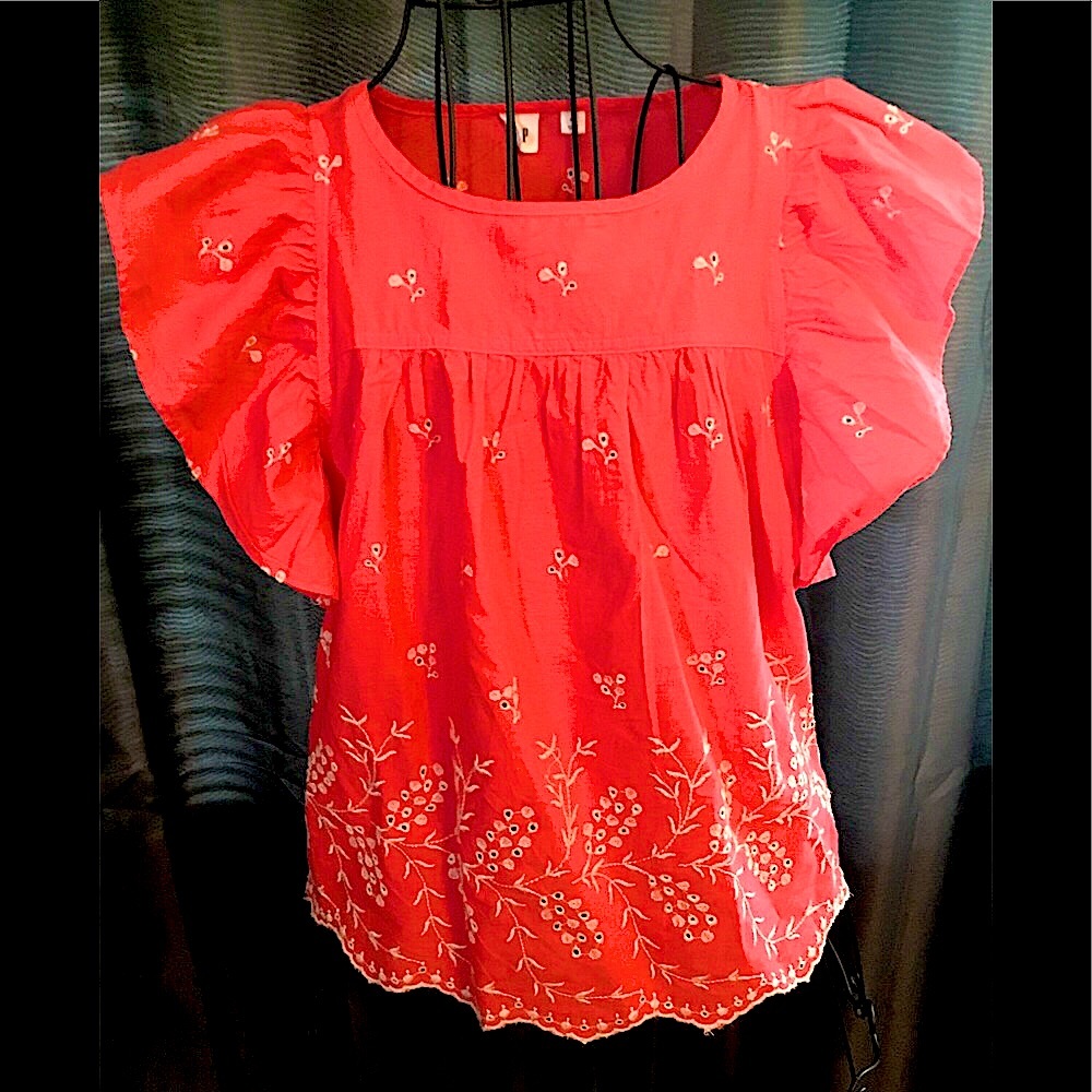 Gap Flutter Eyelet Embroidered Blouse